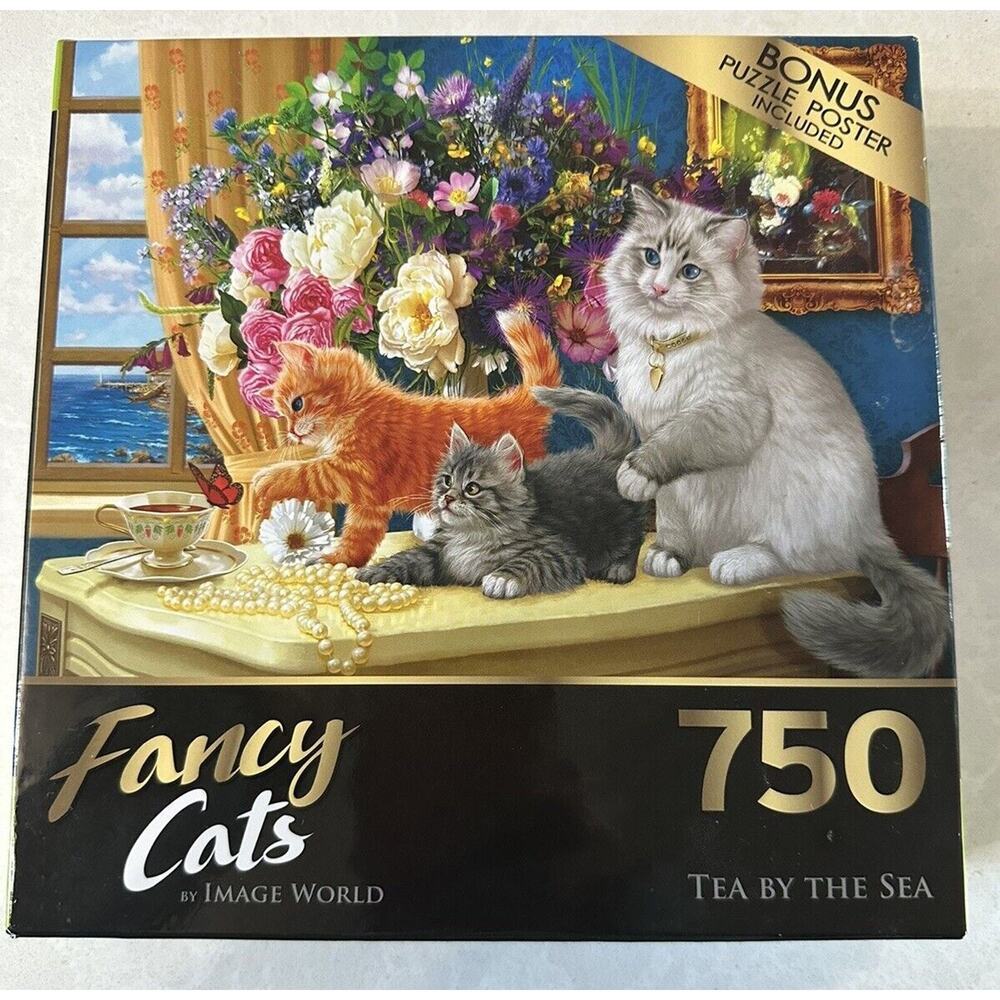Fancy Cats Tea by The Sea - 750 Piece Jigsaw Puzzle NEW in package gift hobby
